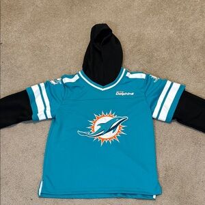 Kids Teal and Black Miami Dolphins Hoodie Jersey